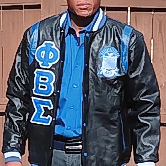 Phi Beta Sigma black leather jacket - Picture 1 of 5